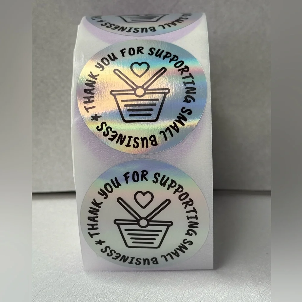 100pcs Thank You Stickers Holographic Small Business Labels 2”